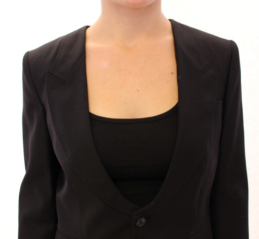 Blazer en soie noire avec détail écharpe dans le dos, Dolce & Gabbana