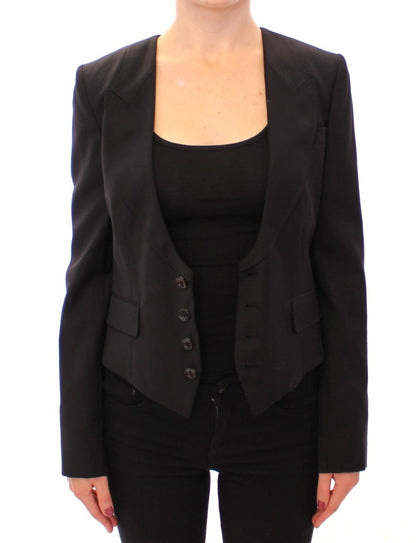 Blazer en soie noire avec détail écharpe dans le dos, Dolce & Gabbana