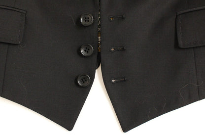 Blazer en soie noire avec détail écharpe dans le dos, Dolce & Gabbana