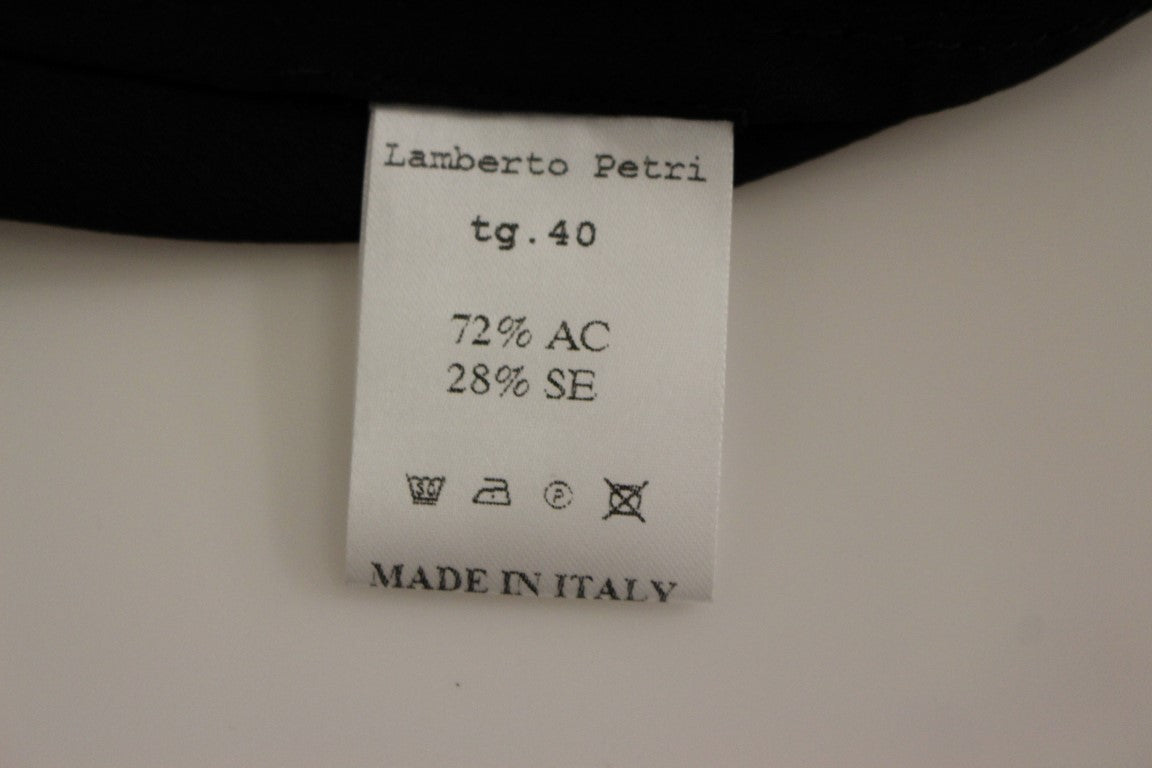 Robe cocktail noire et jaune en soie, style chemise, de Lamberto Petri.