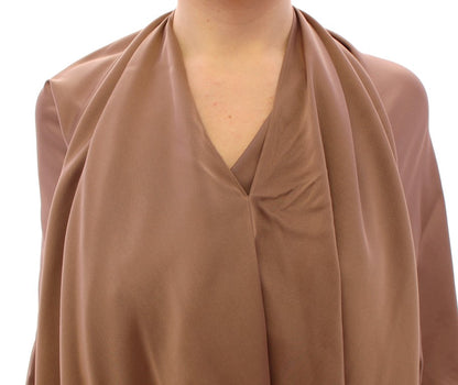 Robe cocktail portefeuille en soie brune de Lamberto Petri