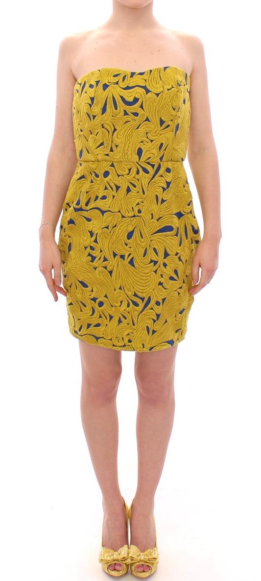 Robe mini trapueuse sans bretelles Sachin & Babi bleu et jaune