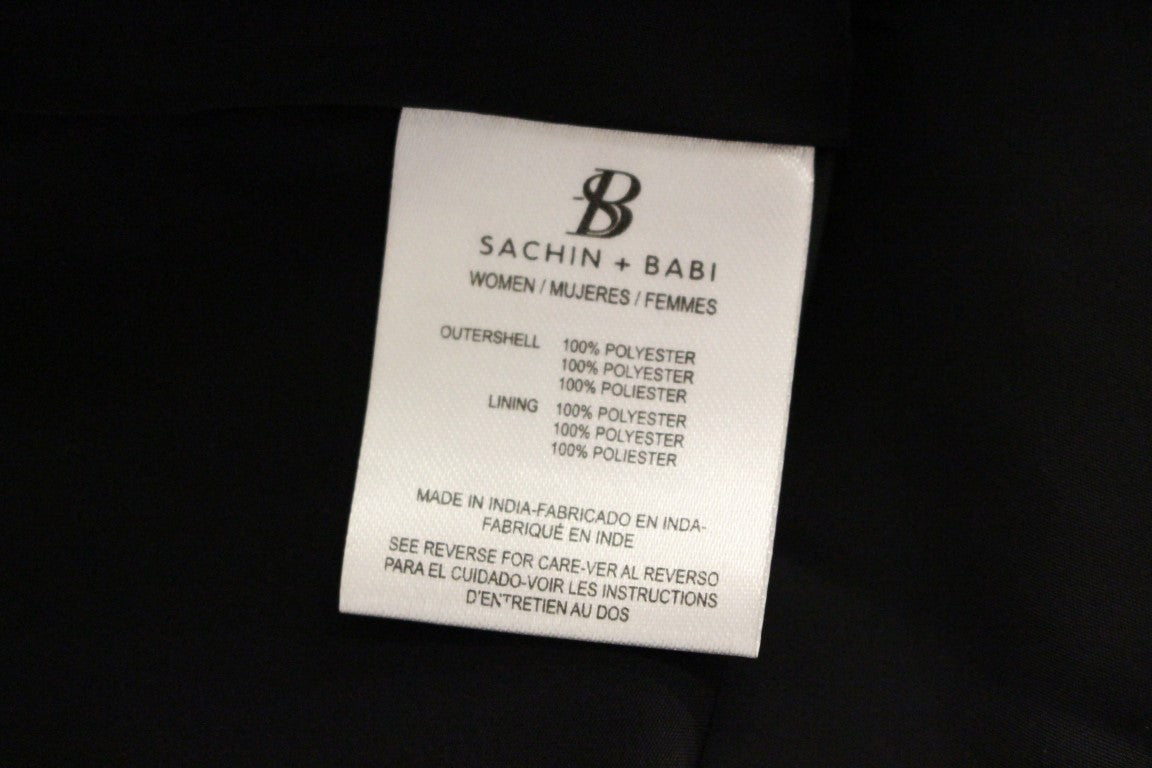 Robe cocktail fluide en soie noire à motifs floraux de Sachin &amp; Babi