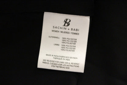 Robe cocktail fluide en soie noire à motifs floraux de Sachin & Babi