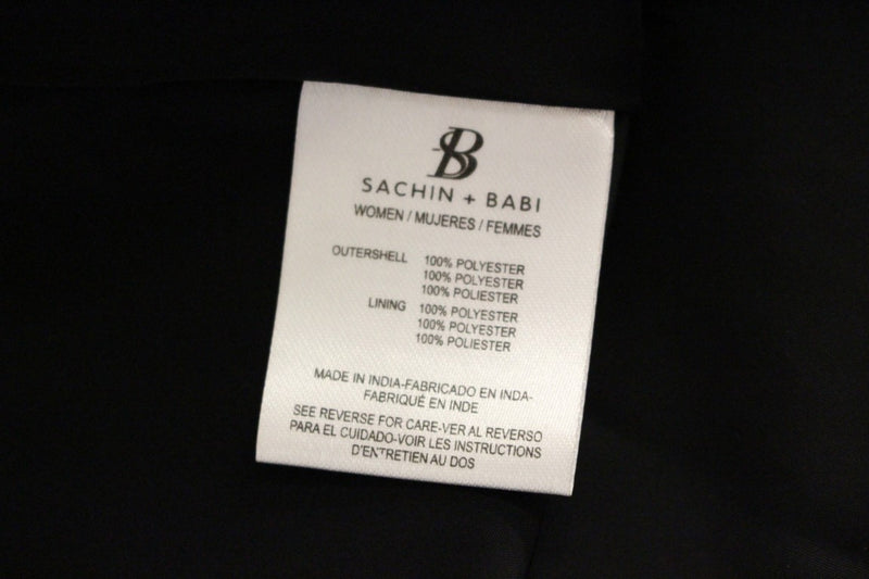 Robe cocktail fluide en soie noire à motifs floraux de Sachin &amp; Babi