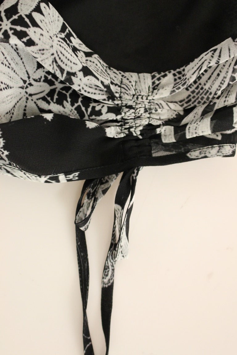Robe cocktail fluide en soie noire à motifs floraux de Sachin &amp; Babi