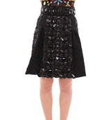 Jupe noire en cristal faite à la main, au-dessus du genou, Dolce &amp; Gabbana
