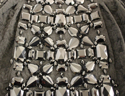 Jupe noire en cristal faite à la main, au-dessus du genou, Dolce & Gabbana