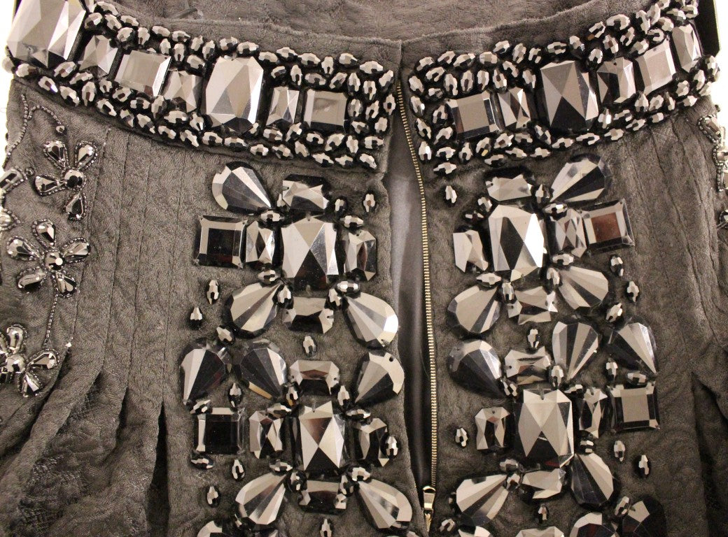 Jupe noire en cristal faite à la main, au-dessus du genou, Dolce &amp; Gabbana