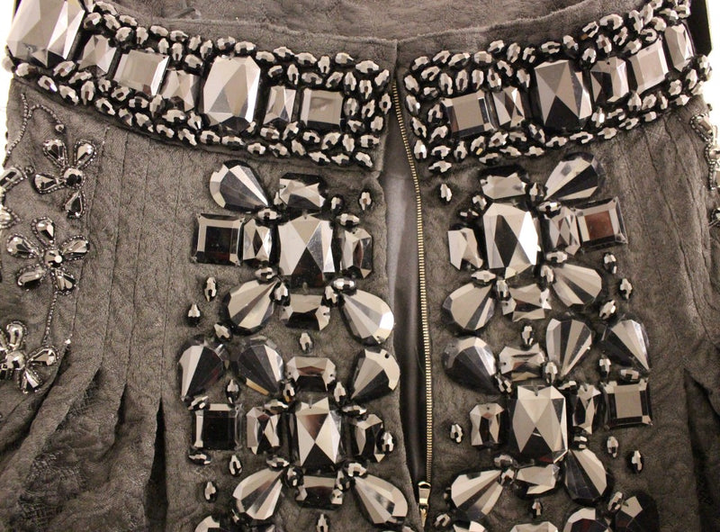 Jupe noire en cristal faite à la main, au-dessus du genou, Dolce &amp; Gabbana