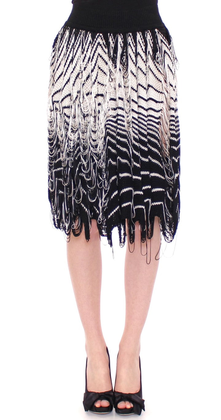 Jupe asymétrique en tricot blanc et noir d'Alice Palmer