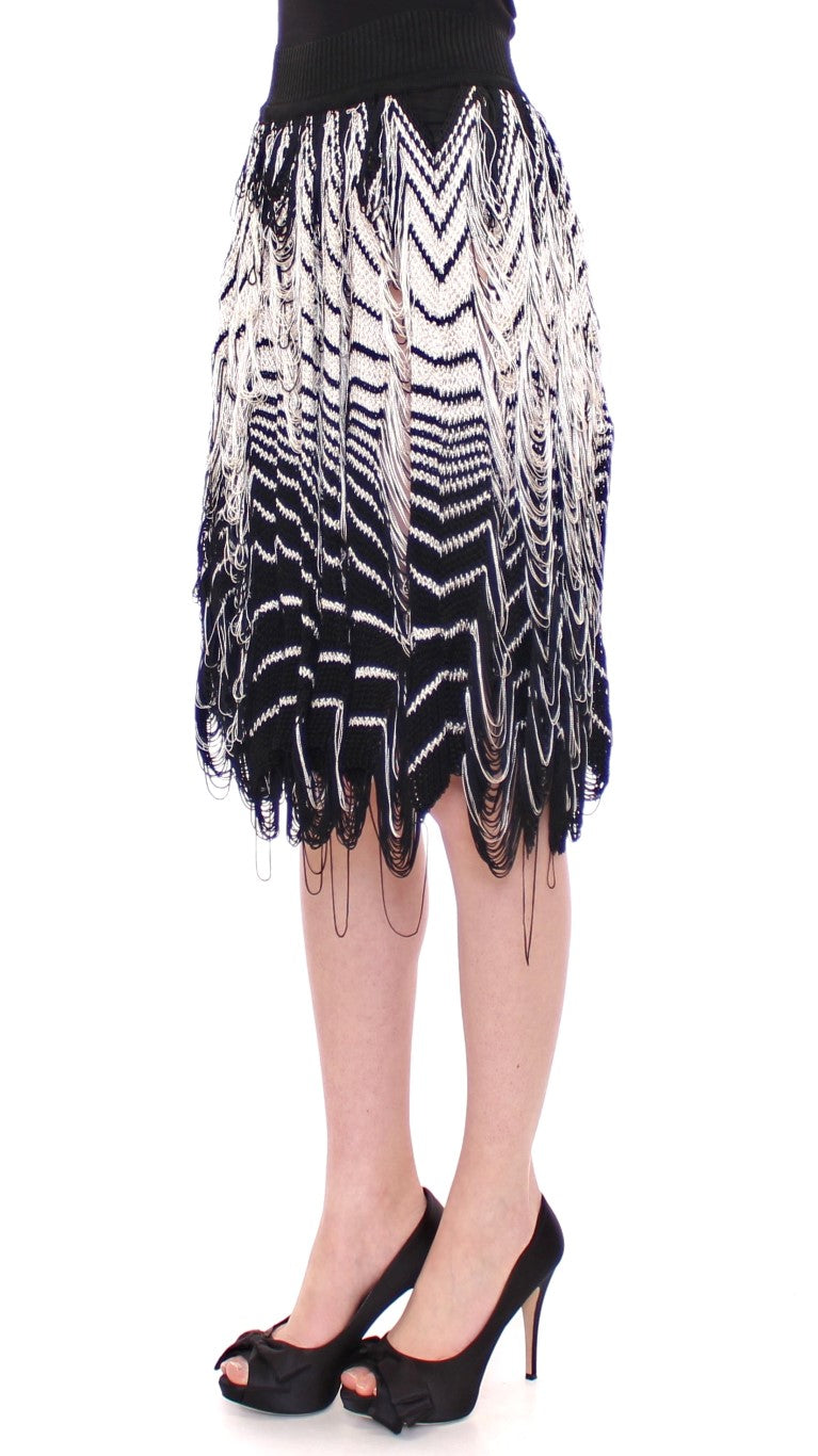 Jupe asymétrique en maille Alice Palmer White Black