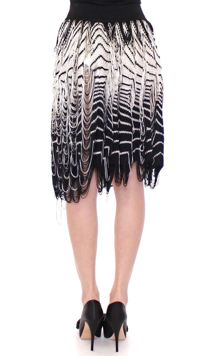 Jupe asymétrique en tricot blanc et noir d'Alice Palmer