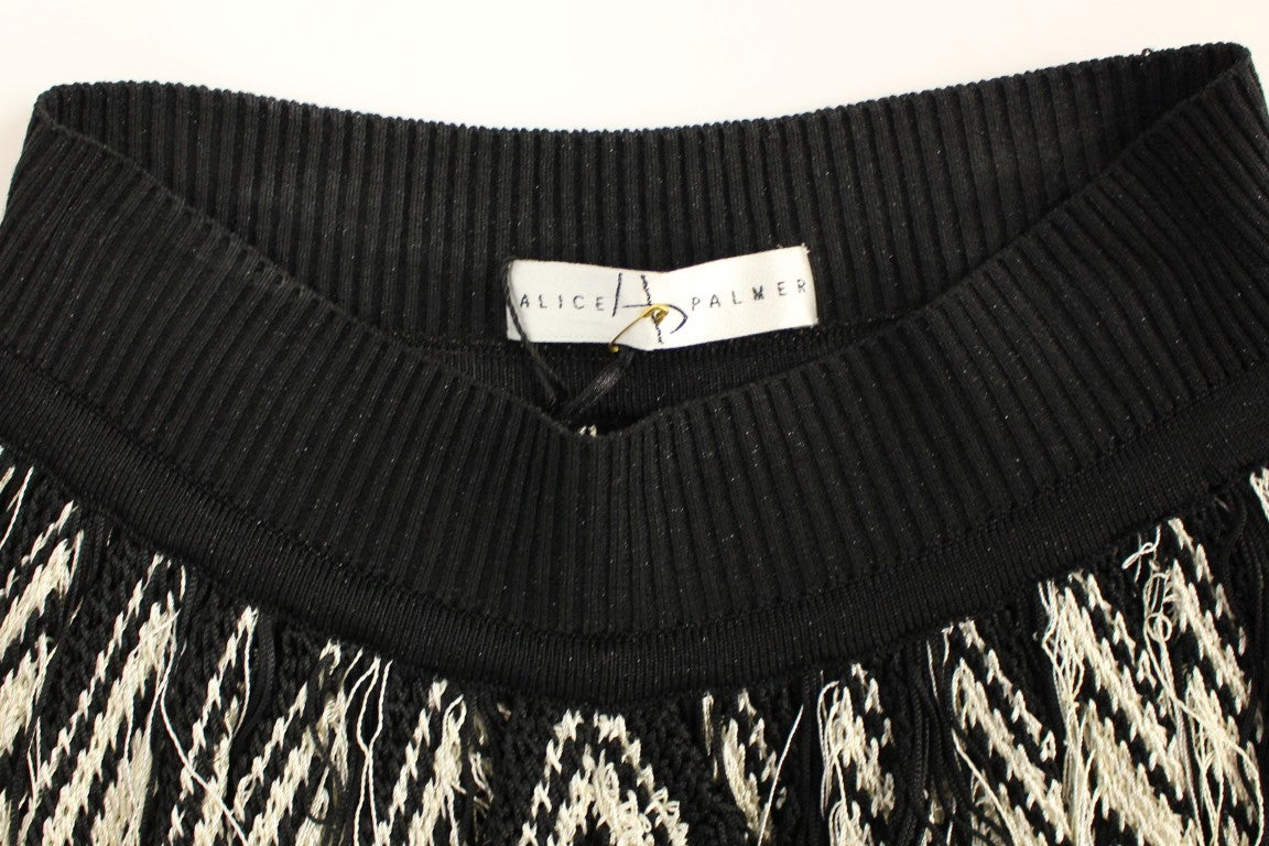 Jupe asymétrique en tricot blanc et noir d'Alice Palmer