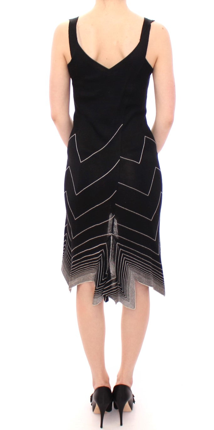 Alice Palmer Robe de cocktail en tricot noir et blanc à décolleté en V