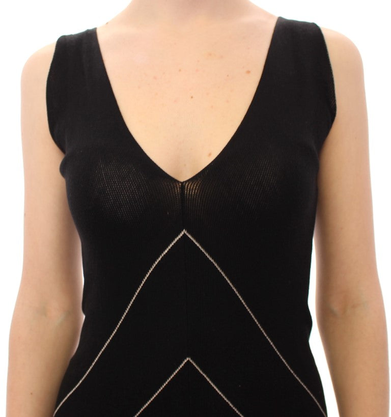 Alice Palmer Robe de cocktail en tricot noir et blanc à décolleté en V