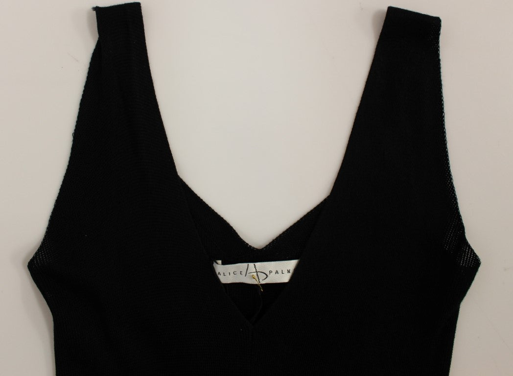 Alice Palmer Robe de cocktail en tricot noir et blanc à décolleté en V