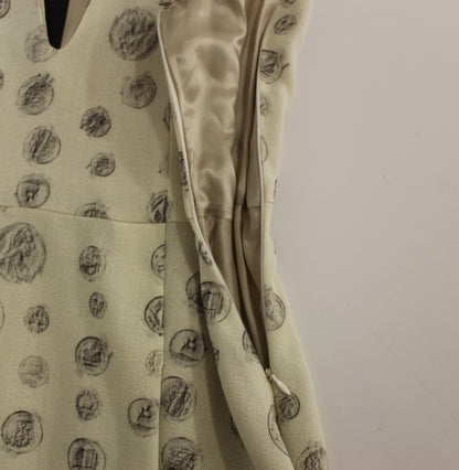 Robe-fourreau blanche à imprimé, col en V, de Andrea Incontri