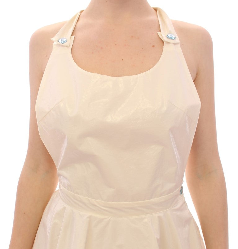 Liccia Florio Robe de thé blanche à col halter, longueur genou