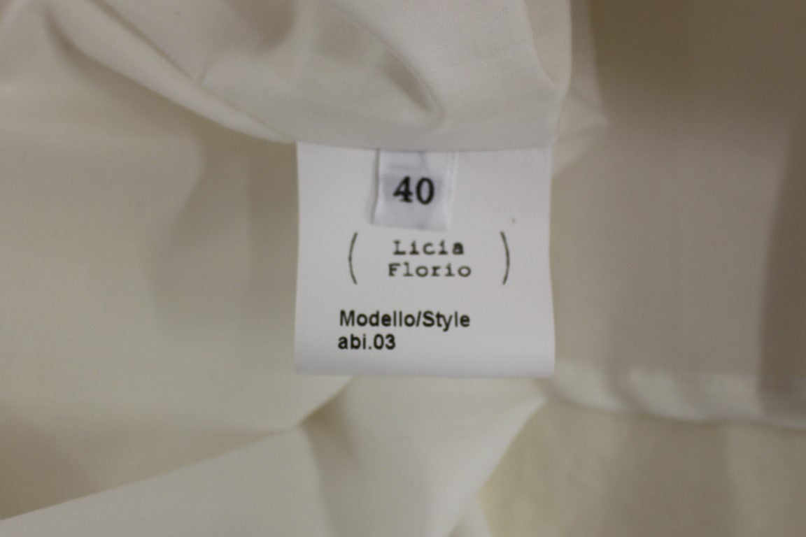 Liccia Florio Robe de thé blanche à col halter, longueur genou