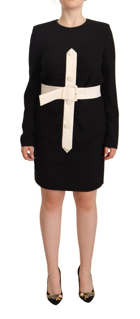 Zwarte wollen minidracht met lange mouwen en riem van Givenchy