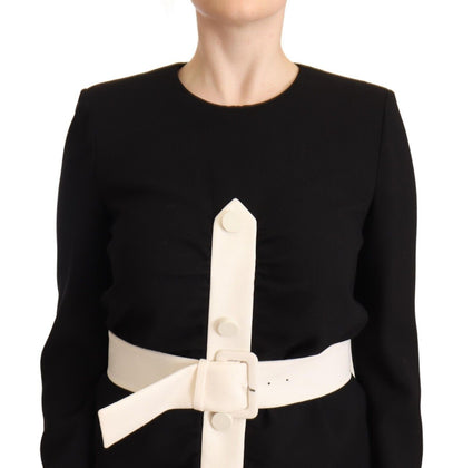 Zwarte wollen minidracht met lange mouwen en riem van Givenchy