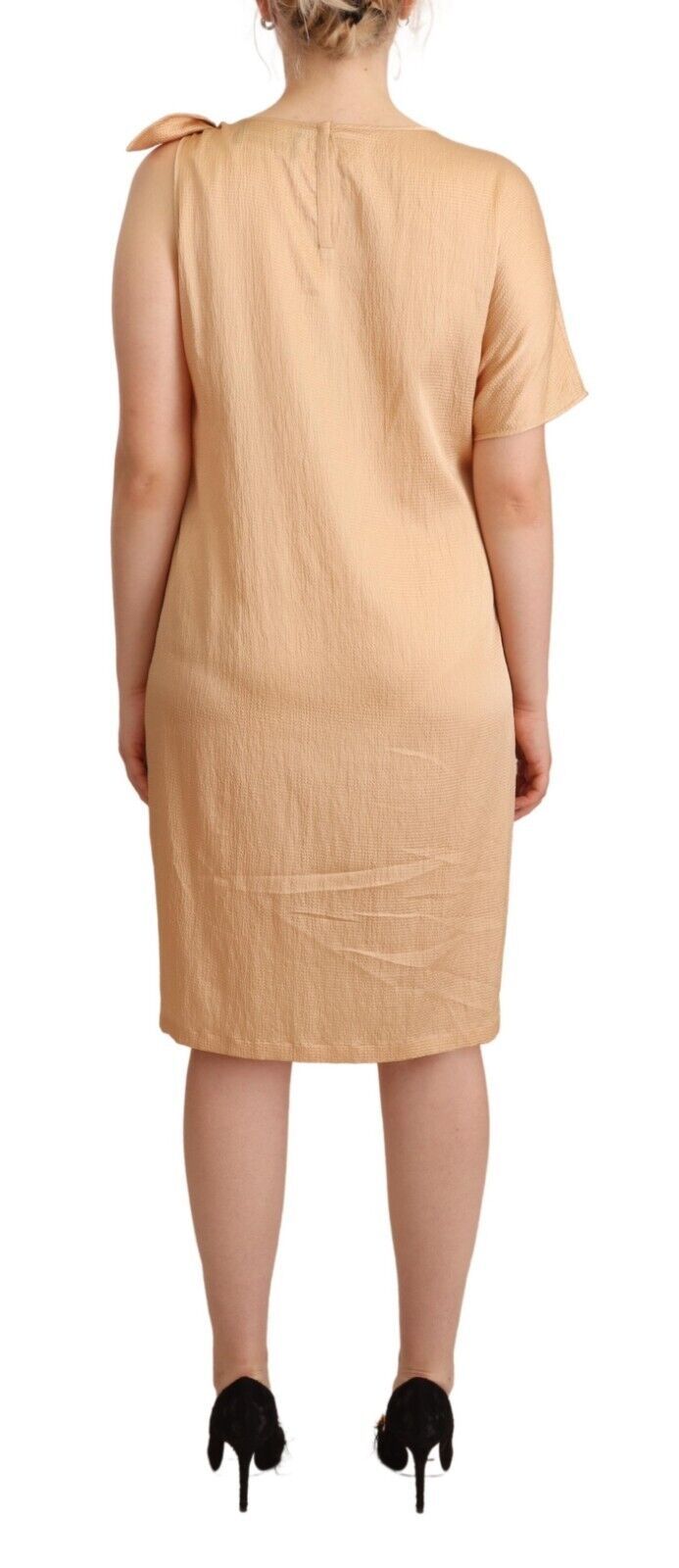 Robe Moschino Beige à Manches Unique Longueur Genou