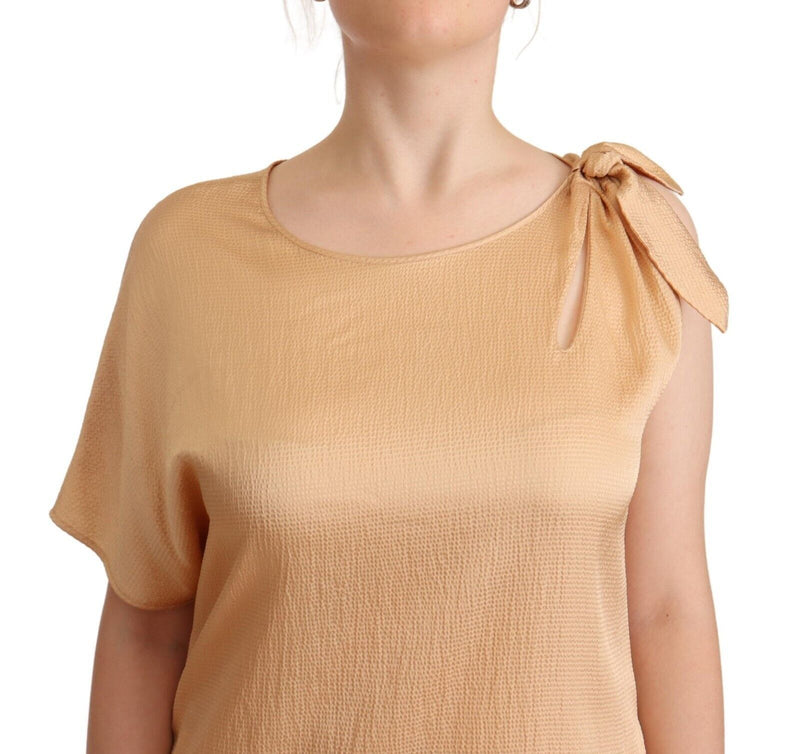 Robe Moschino Beige à Manches Unique Longueur Genou