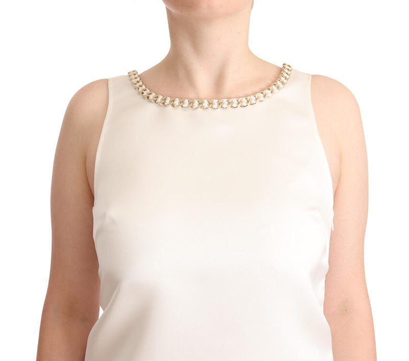 Elisabetta Franchi Robe Mini Sans Manches Blanche