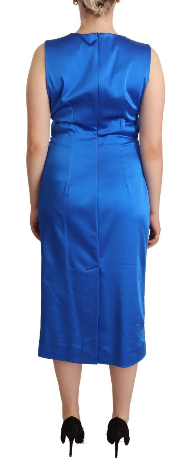 Robe Midi Sans Manches Plissée en Acétate P.A.R.O.S.H. Bleue