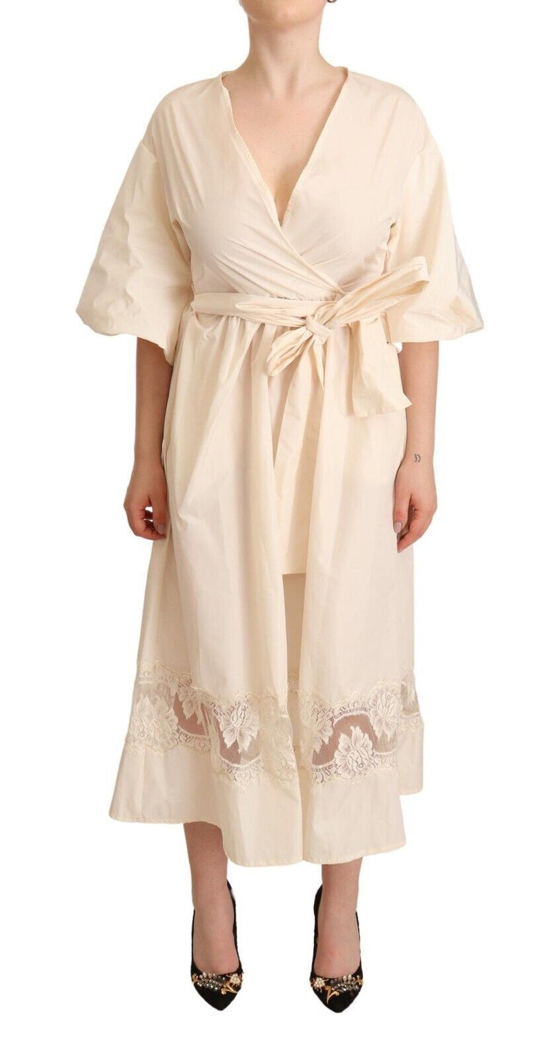Robe Maxi A-ligne à Manches Courtes Off White PINK MEMORIES