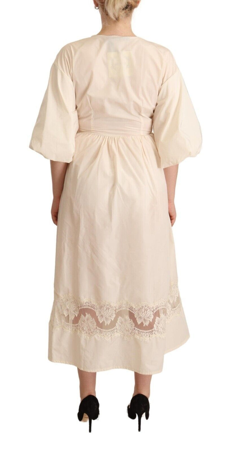 Robe Maxi A-ligne à Manches Courtes Off White PINK MEMORIES