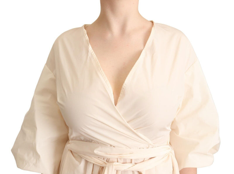 Robe Maxi A-ligne à Manches Courtes Off White PINK MEMORIES