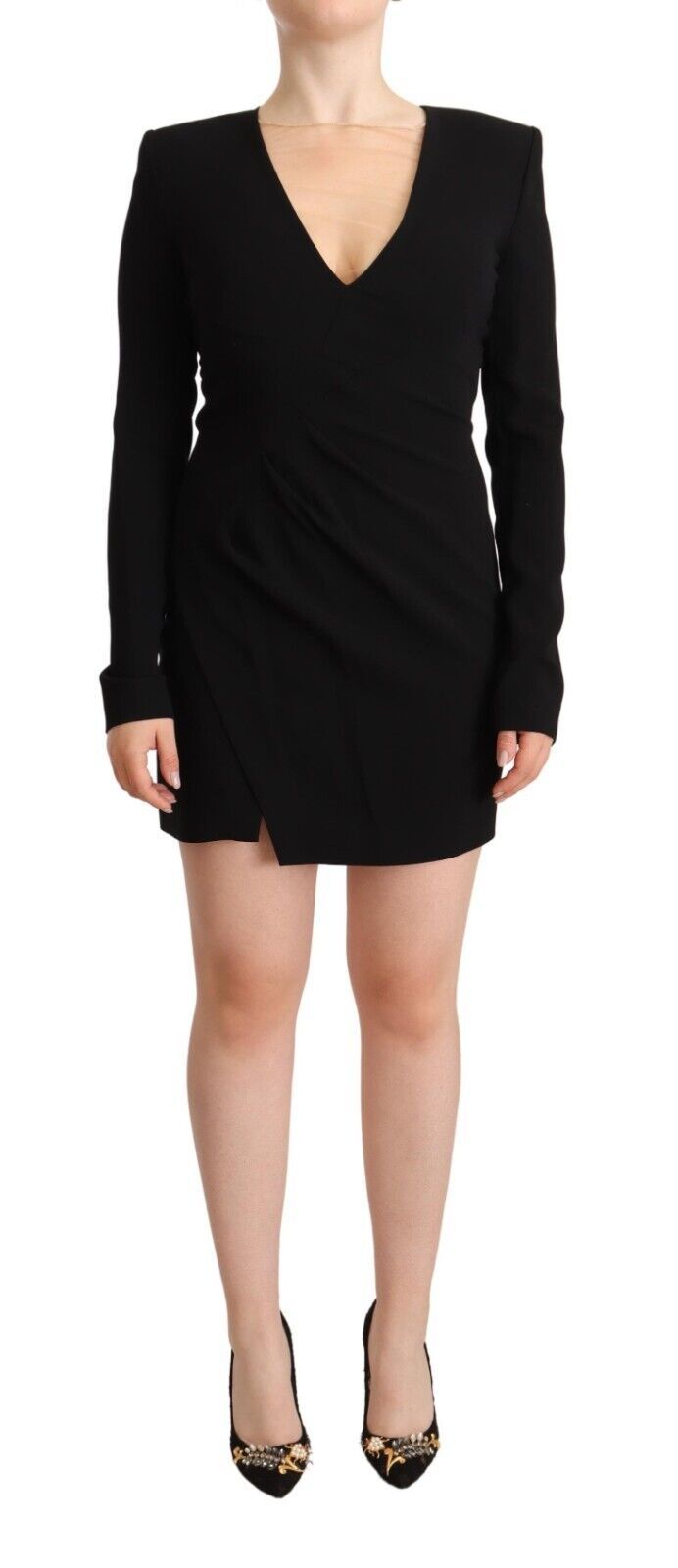Robe Mini Sheath à Manches Longues et Décolleté en V Dsquared² Noir