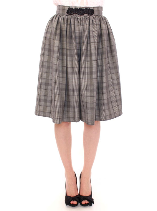 NOEMI ALEMÁN Jupe-short en laine grise à carreaux