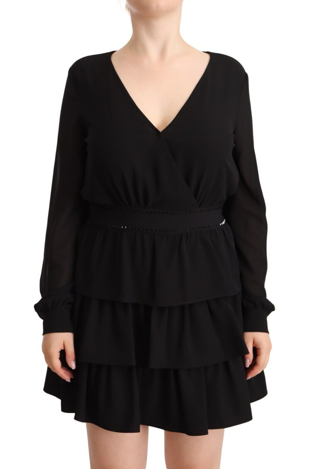 Liu Jo Robe Mini A-line Noire en Polyester à Manches Longues
