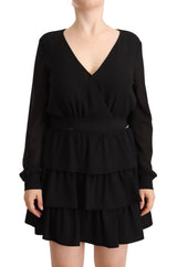 Liu Jo Robe Mini A-line Noire en Polyester à Manches Longues