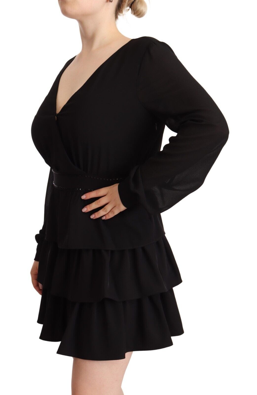 Liu Jo Robe Mini A-line Noire en Polyester à Manches Longues