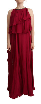 PLEIN SUD Orchid Silk Sleeveless Long Maxi Ruffle Shift Dress