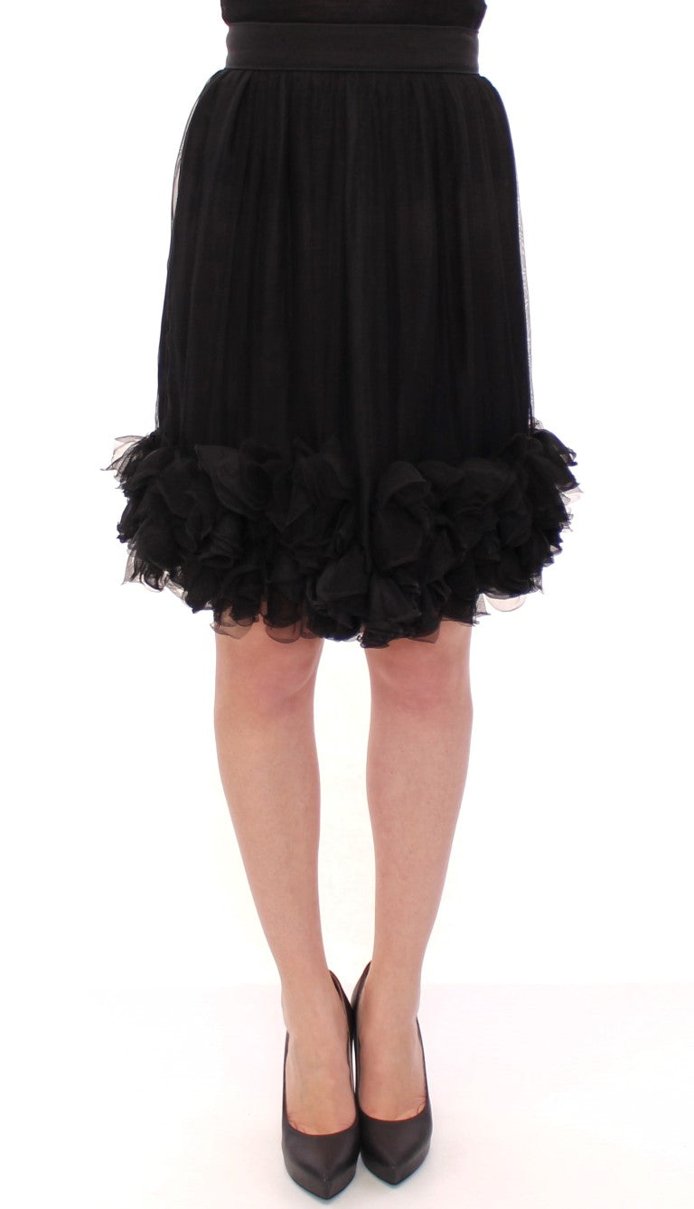 Jupe en soie noire transparente au-dessus des genoux de Dolce &amp; Gabbana