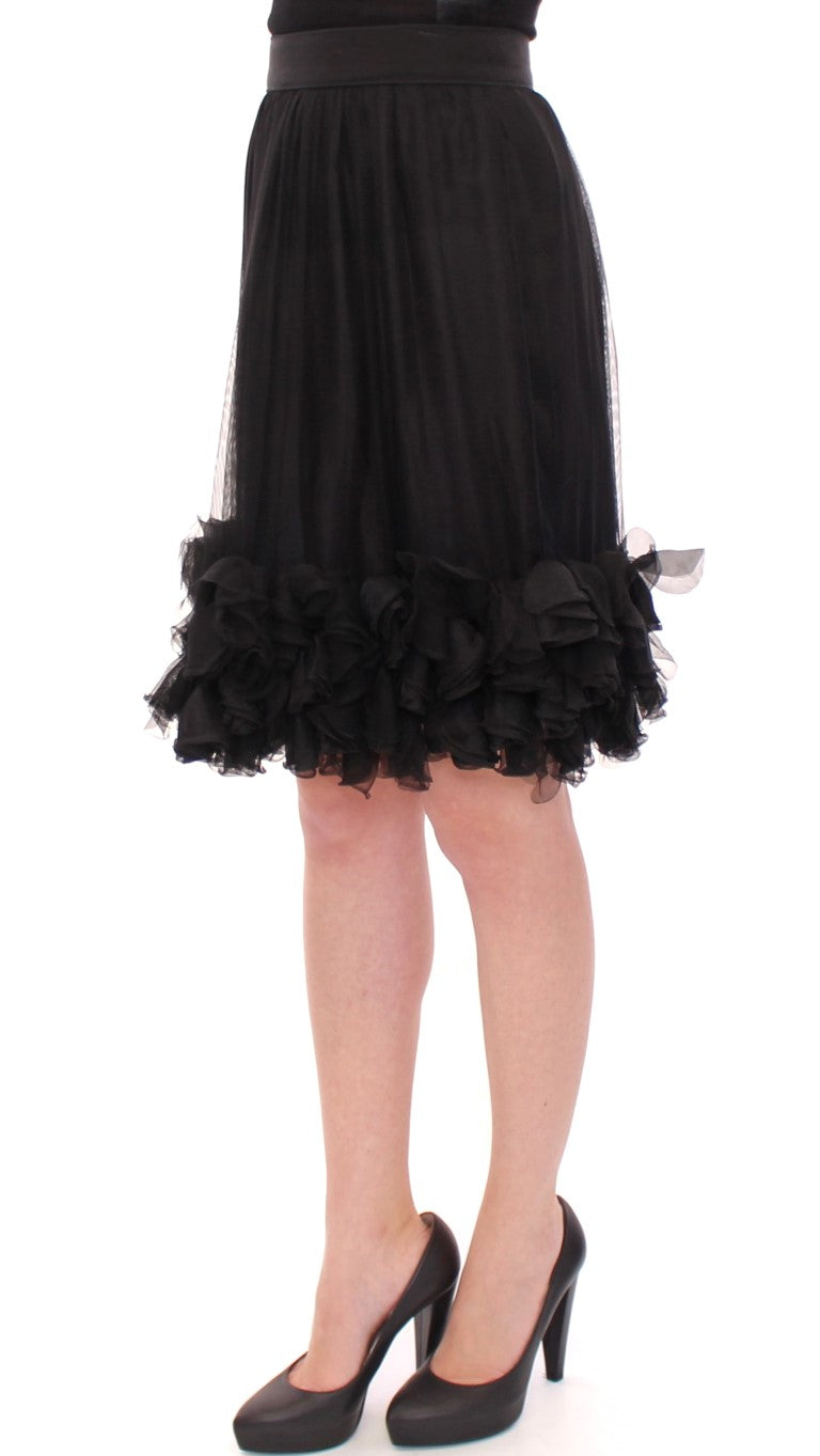 Jupe en soie noire transparente au-dessus des genoux de Dolce &amp; Gabbana