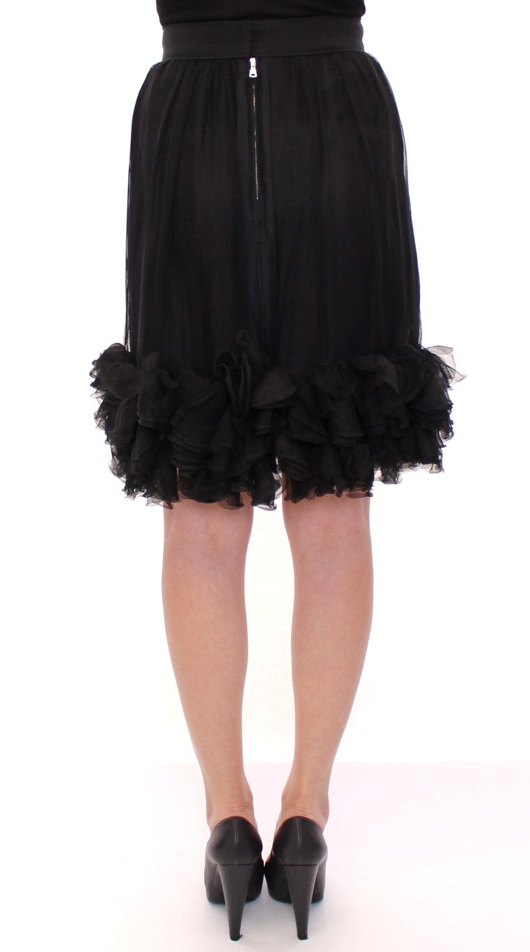 Jupe en soie noire transparente au-dessus des genoux de Dolce &amp; Gabbana