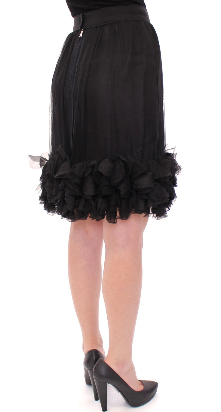 Jupe en soie noire transparente au-dessus des genoux de Dolce &amp; Gabbana
