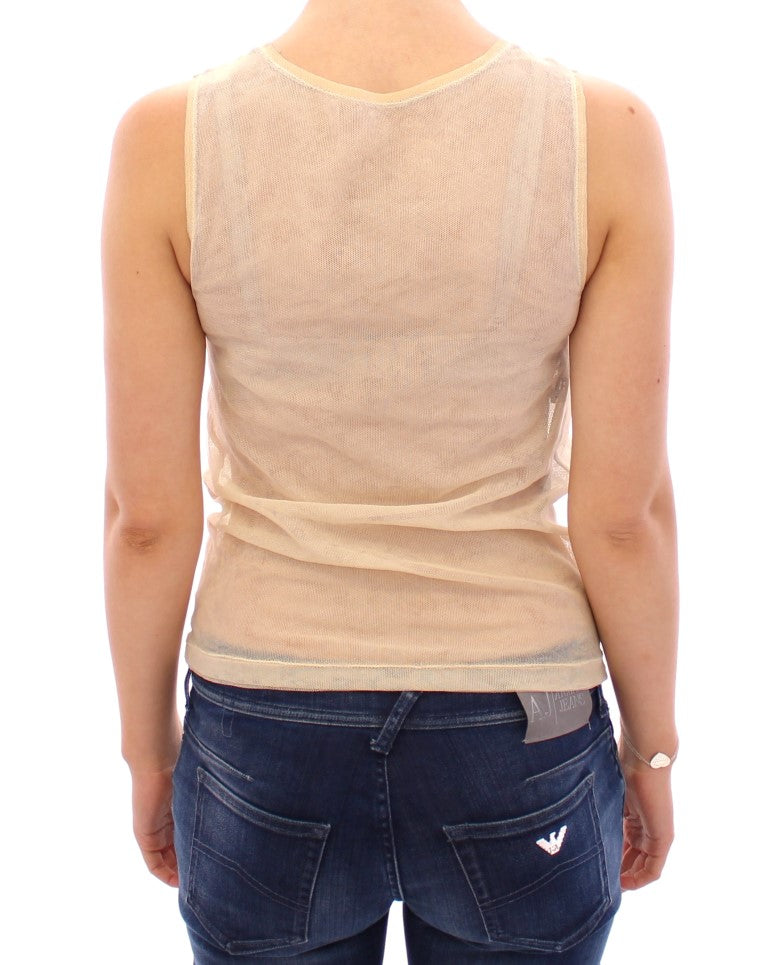 Haut débardeur en coton beige sans manches Dolce & Gabbana