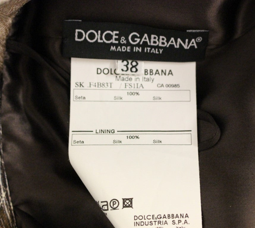 Jupe longue droite en soie à imprimé floral marron de Dolce &amp; Gabbana