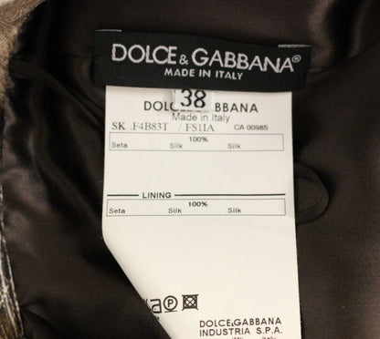 Jupe longue droite en soie à imprimé floral marron de Dolce & Gabbana