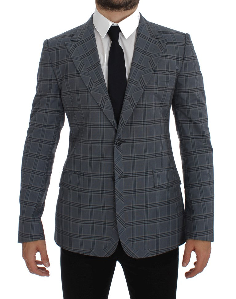 Dolce &amp; Gabbana - Blazer à carreaux bleus, coupe ajustée