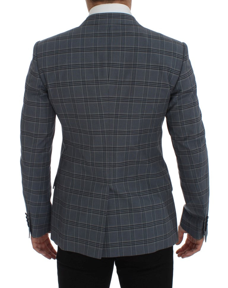 Dolce &amp; Gabbana - Blazer à carreaux bleus, coupe ajustée