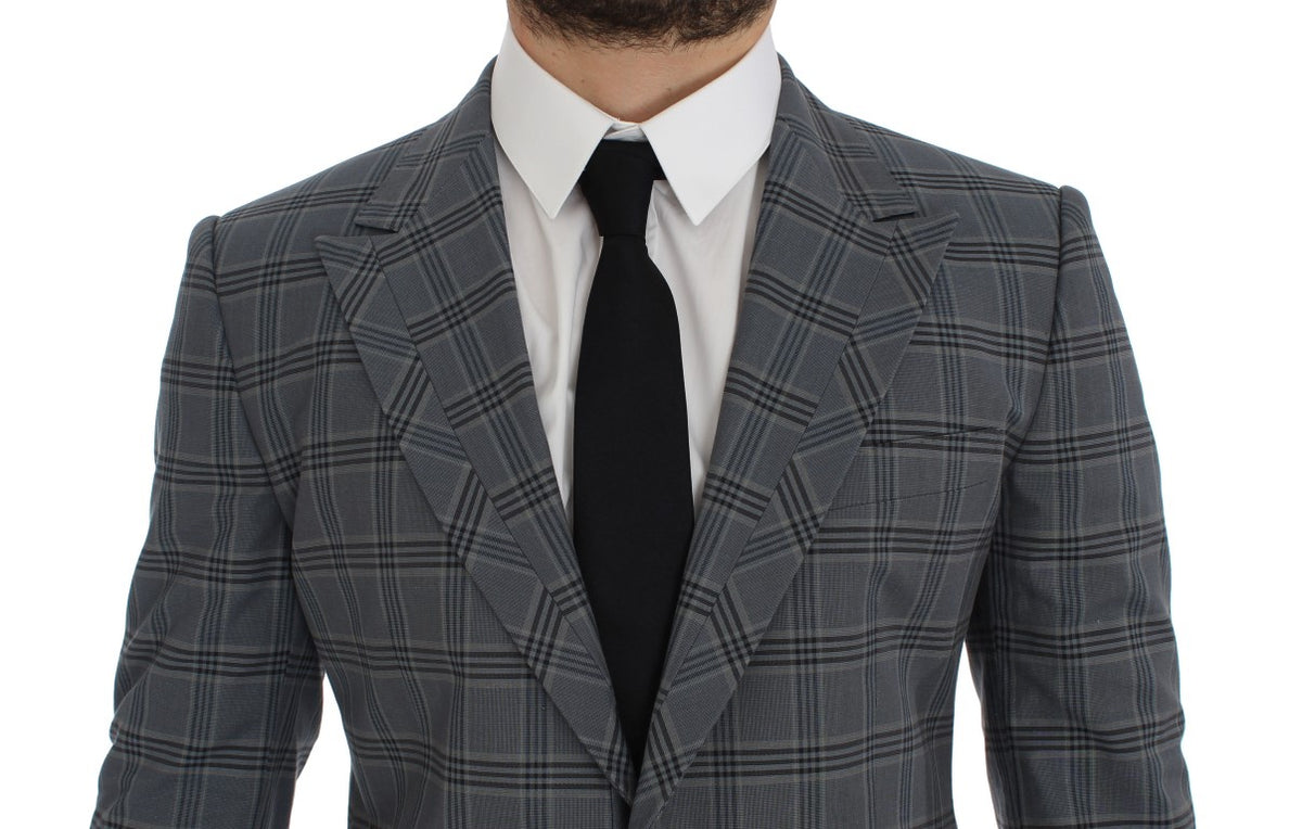 Dolce &amp; Gabbana - Blazer à carreaux bleus, coupe ajustée