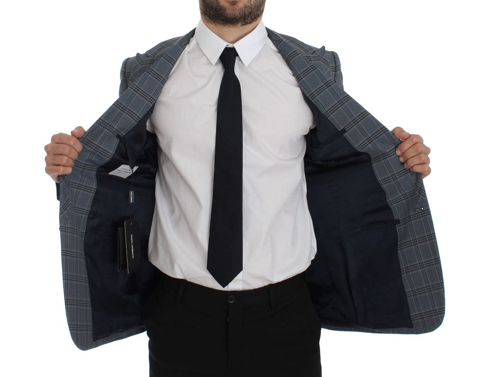 Dolce &amp; Gabbana - Blazer à carreaux bleus, coupe ajustée